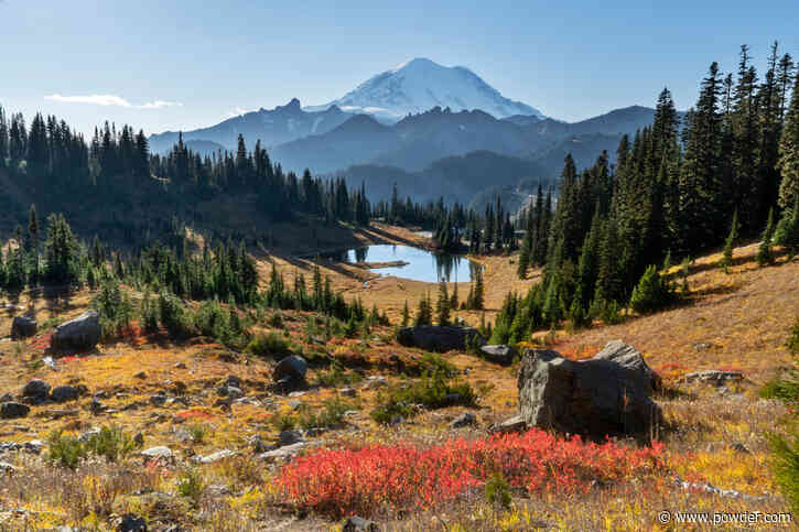 Skiers Find Fresh Autumn Snow On Washington State's Highest Peak