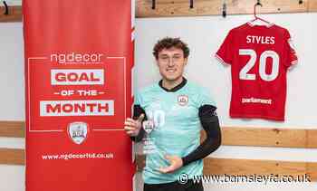 CALLUM STYLES WINS GOAL OF THE MONTH AWARD FOR SEPTEMBER!