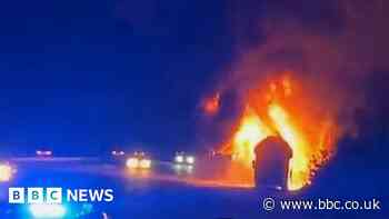 Barnsley FC's team bus catches fire on M5 near Gloucester