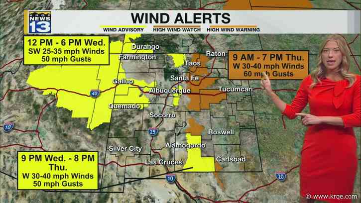 High winds arrive Wednesday around New Mexico