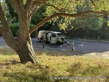 Shooters Hill Eaglesfield Road: Burnt out van abandoned
