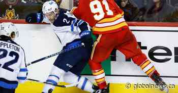 Lindholm’s late winner sinks Jets in 5-3 season-opening loss in Calgary