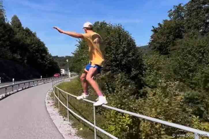 Professional Skier Slides 100+ Foot Guardrail Using Only His Shoes