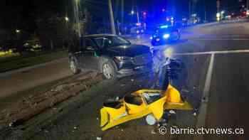 Collision in Barrie's south end damages street light