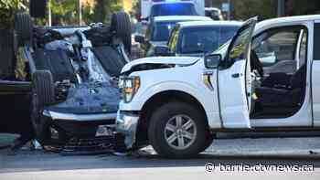 SUV flips over in Innisfil crash with pickup truck