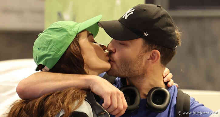 Ed Westwick & Girlfriend Amy Jackson Share a Kiss Before Flying Out of Milan