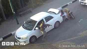 CCTV shows moment women escape Israeli moshav attack