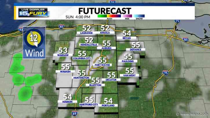 Dry and cloudy this afternoon, showers possible this evening