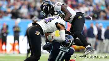 Ravens' Hamilton ejected for hit on Titans' Moore