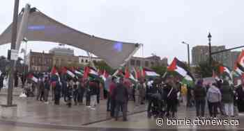 Hundreds of Palestine supporters take to Barrie to call for an end to violence in Israeli-Gaza conflict