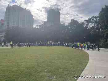 Pro-Palestinian protestors gather in Raleigh's Moore Square as Israel prepares ground invasion of Gaza