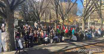 Protestors in Calgary call for ceasefire in Gaza at rally on Sunday