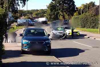 Renault and Seat crash in Little Oxhey Lane, South Oxhey