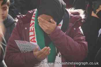 Tears for Gaza at  Palestine peace rally in Blackburn
