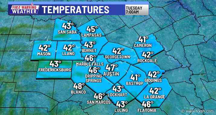 Tuesday morning will be cold