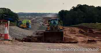Ongoing HS2 roadworks south of Coventry as track construction ramps up