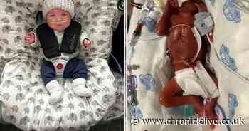 Gateshead mum's joy as she brings baby who weighed less than bag of sugar home after intensive care battle