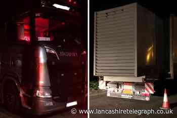 Lorry carrying abnormal load stopped by police near Forton