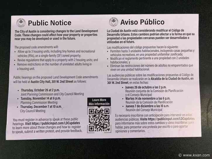 Why did the City of Austin send you a Land Development Code notice in the mail?