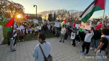 Winnipeg's Palestinian community, supporters rally at Manitoba Legislature