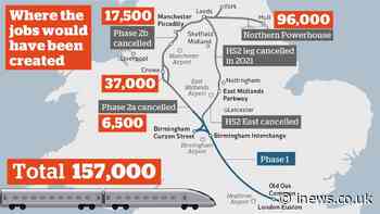 Axing HS2 Manchester leg could cost up to 157,000 jobs in the North, Rishi Sunak warned