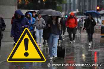 Met Office issues yellow weather warning for rain in London