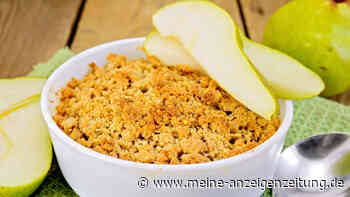 Einfaches und schnelles Streuseldessert: Birnen Crumble mit Walnüssen