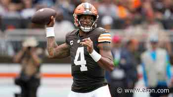 Browns QB Watson returns to practice, throwing