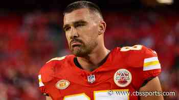 LOOK: Travis Kelce wears giant bird mascot head after Chiefs star loses friendly college rivalry bet