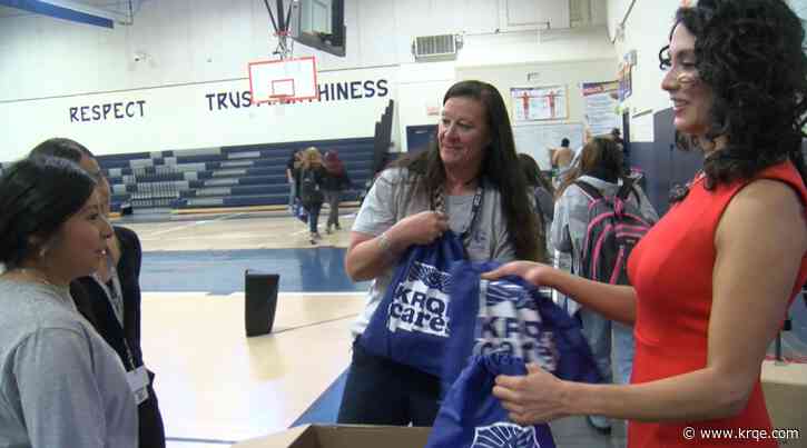 KRQE Cares gives shoes to kids in need at Jimmy Carter Middle School