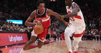 Barnes leads Raptors but sprains foot