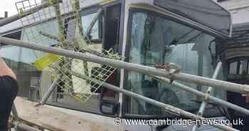 Lorry hits scaffolding causing it to fall on bus as homes 'left without power'