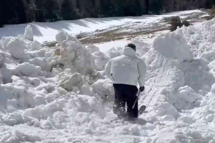 Skier Confidently Blasts Through Avalanche Debris Field