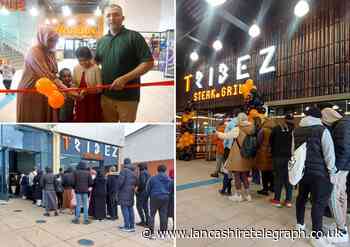 People queue for opening of Tribez Steak Grill in Blackburn