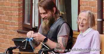 Heartwarming moment Hull bikers take up knitting as care home residents get a go on their motorcycles
