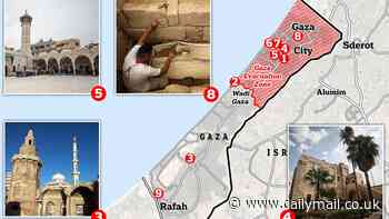 The archaeological sites at risk of being wiped out in the Israeli-Palestinian conflict - from the oldest Christian Church in Gaza to an 'unprecedented' Roman necropolis containing at least 130 tombs