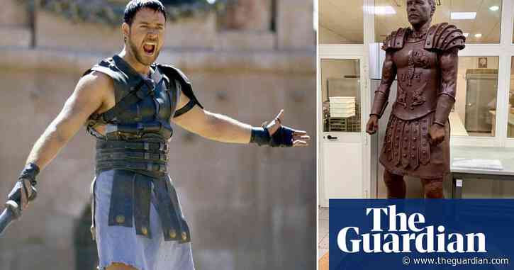 Russell Crowe endorses his lifesized chocolate Gladiator statue: ‘I will be available to eat’