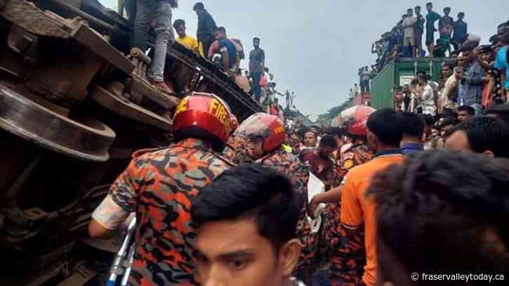 At least 15 killed and many injured when 2 trains collide in central Bangladesh