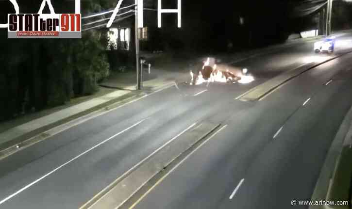 Video: Driver narrowly avoids being struck by overturning car