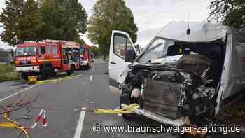 Kleintransporter kracht auf B79 gegen Baum: Fahrer eingeklemmt
