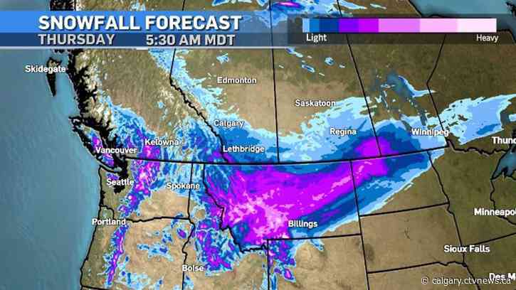 Temperatures continue to drop in Calgary as snow tapers off Tuesday