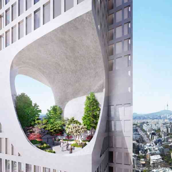 ODA designs skyscraper punctured by "greenery-filled terrarium" in Seoul