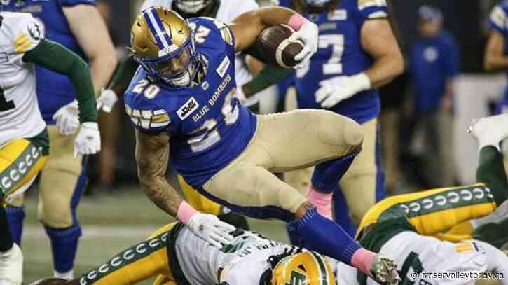 Running back Oliveira gets nod as Bombers nominee for CFL outstanding player