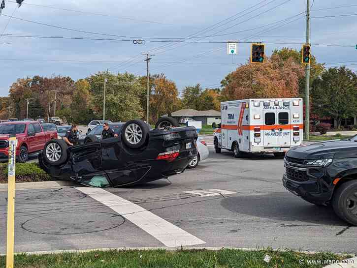 Car flips in crash on Coldwater Road
