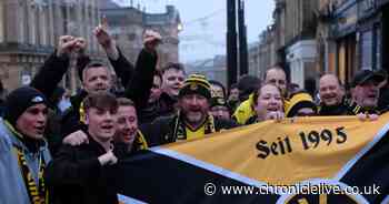 Thousands of Borussia Dortmund fans march through Newcastle ahead of Champions League clash