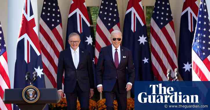 Aukus will ‘get done’ despite jitters in Congress, Biden tells Albanese at White House meeting