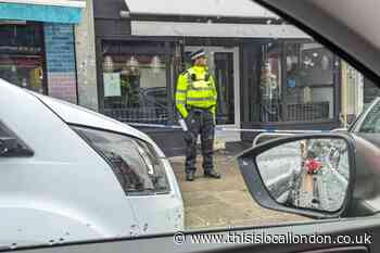 Window of Kosher restaurant Darna in Golders Green smashed