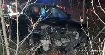 Car collides with 800-pound object that fell off semi-truck: Smoky Lake RCMP