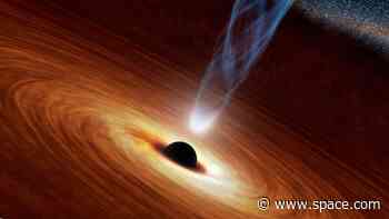 Supermassive black hole seen spinning ropes of plasma like a cosmic spider