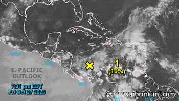 NHC tracking system over southwestern Caribbean sea